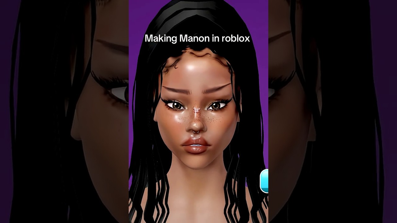 Roblox Facecard Makeup Showdown realistic Manon-style facecard with freckles, glossy lips and long lashes after contour work