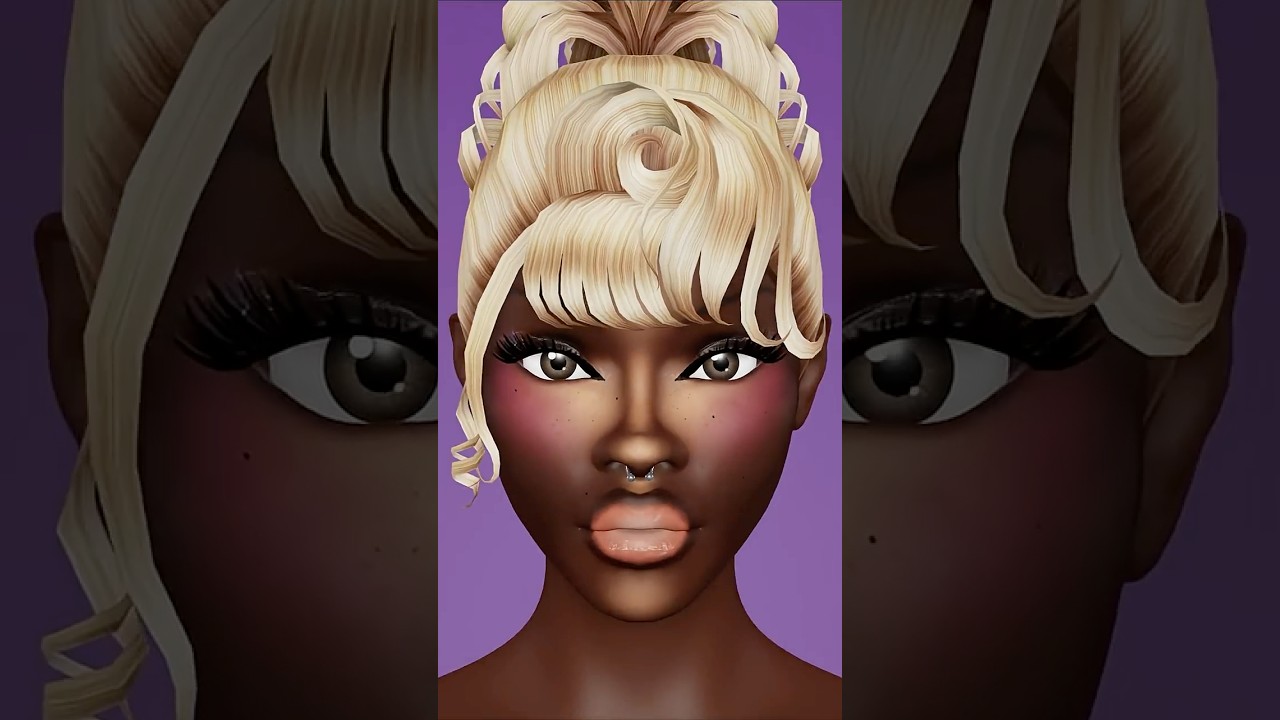 Bold Facecard Makeup Showdown facecard with blonde updo, large lashes and high-contrast blush